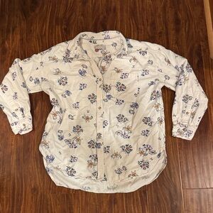 Pilcro oversized Button-Up Shirt with Floral Print